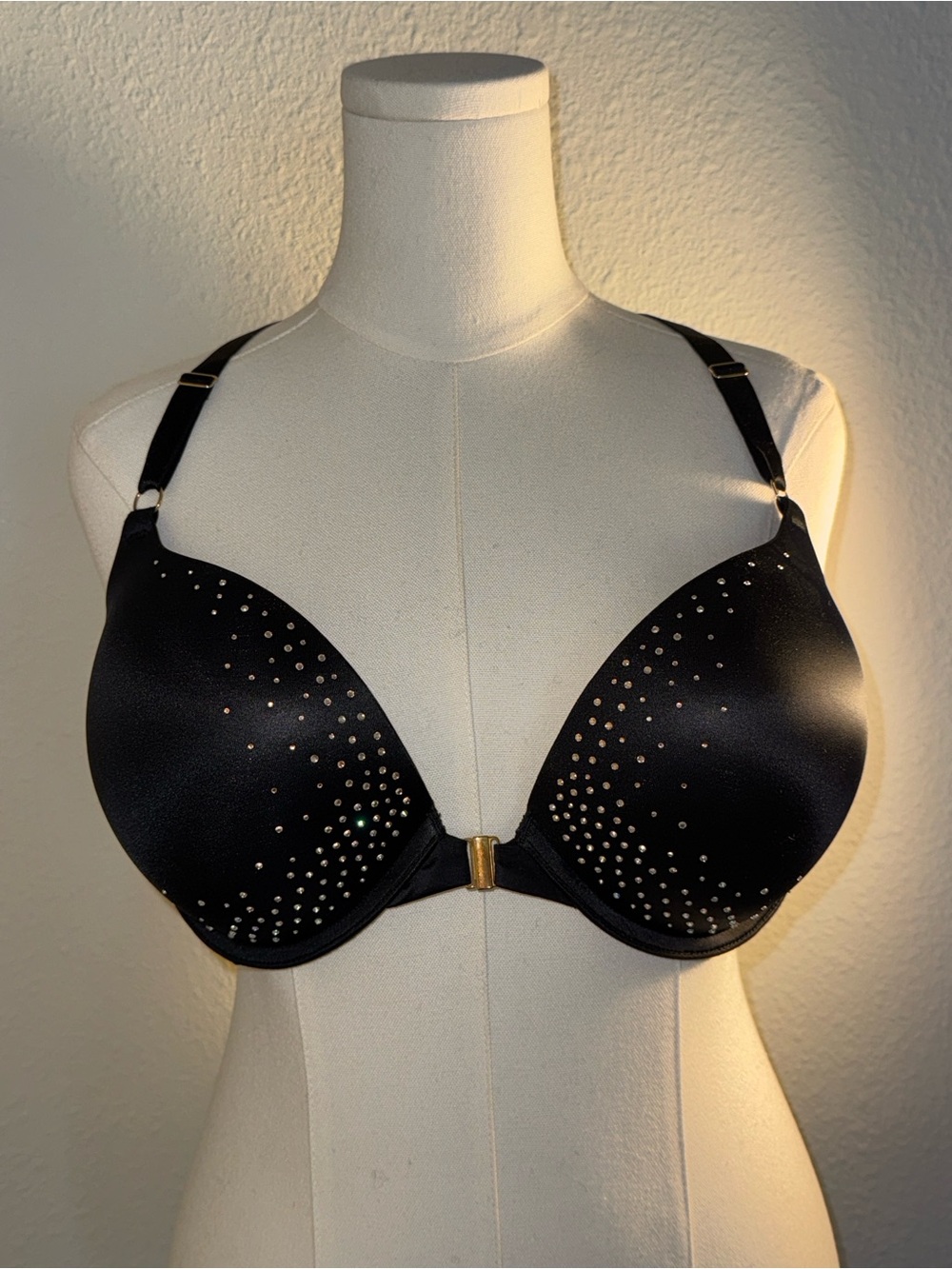 Victoria's Secret Black Front-Close Push-Up with Rhinestones